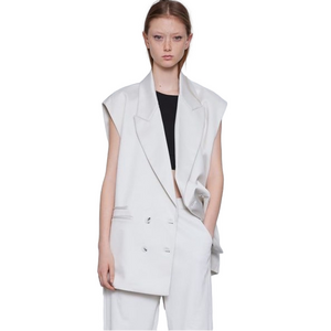 Oversized Tuxedo Vest Zara Pearl Cream Sheen Double Breasted Businesscore Size M